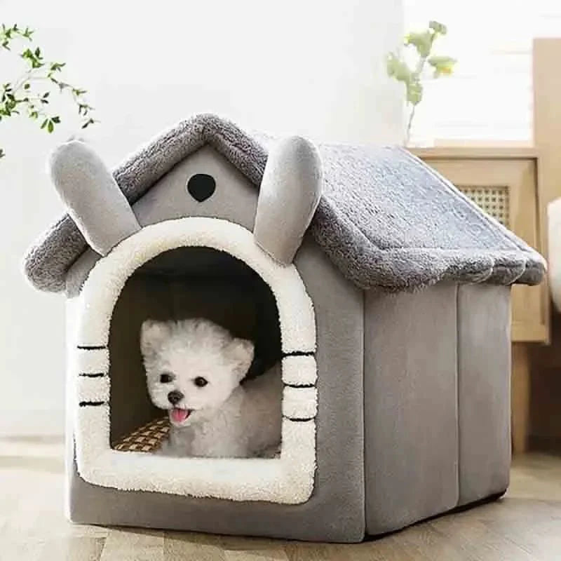 Indoor Pet Tent Bed – Soft Dog & Cat House with Removable Cushion