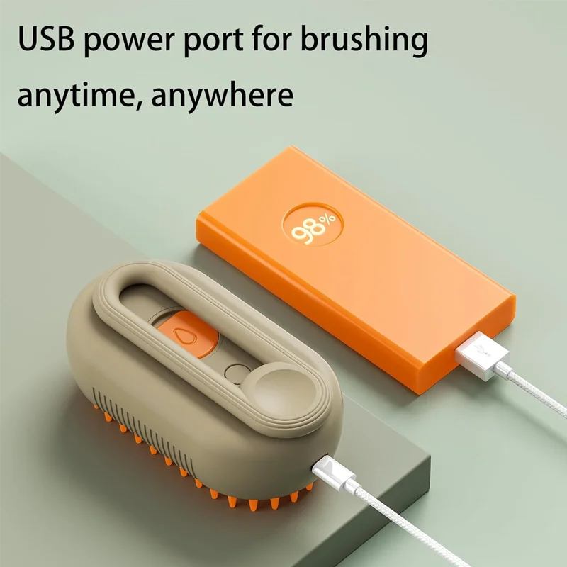 3-in-1 Electric Pet Hair Brush with Steam & Massage