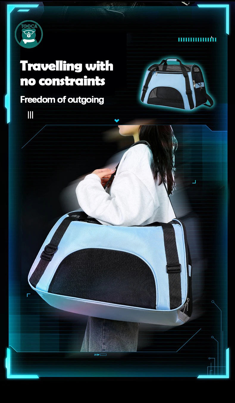 Foldable Mesh Pet Carrier Bag – Portable Travel Handbag for Cats & Small Dogs