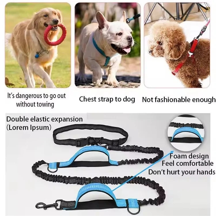 Hands-Free Reflective Dual-Handle Dog Leash