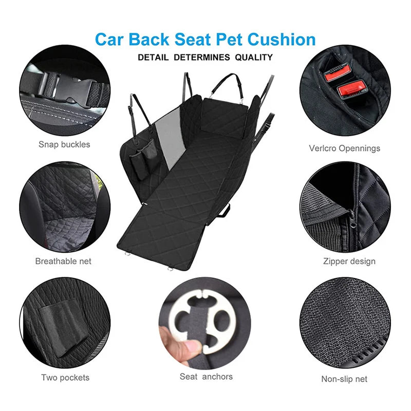Waterproof Double Zipper Car Pet Seat Pad – 143×153cm Rear Seat Cushion