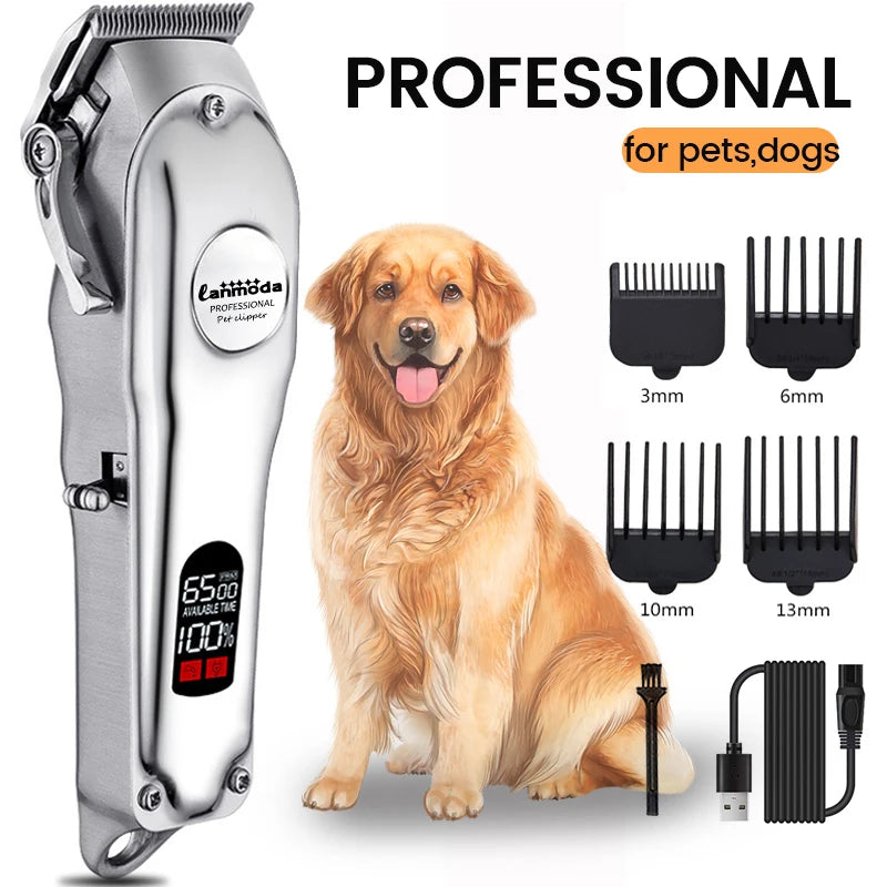 Professional Pet Hair Clipper – All-Metal Rechargeable Dog & Cat Grooming Trimmer