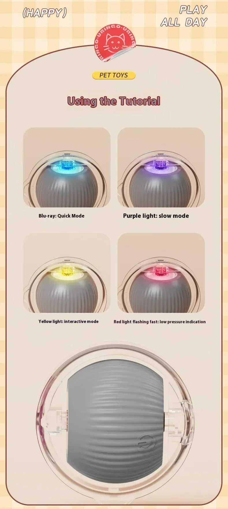 Rechargeable Interactive Rolling Ball Toy for Cats and Dogs