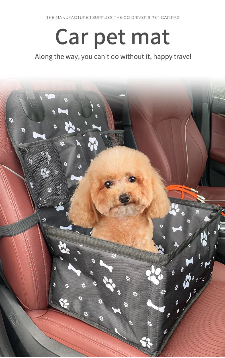 Durable Dog Car Booster Seat with Storage Pockets – Scratch-Proof Front Seat for Small & Medium Dogs