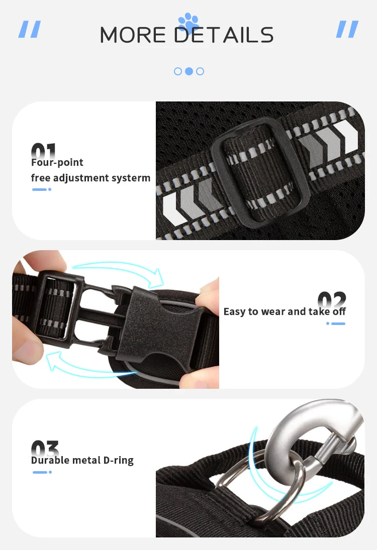 Personalized No-Pull Reflective Padded Dog Harness