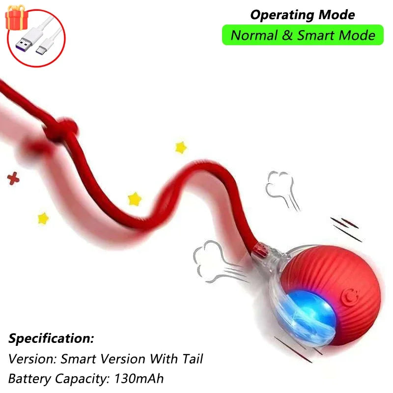 Smart Rolling Cat Toy Ball – Rechargeable with Tail & Motion Sensor