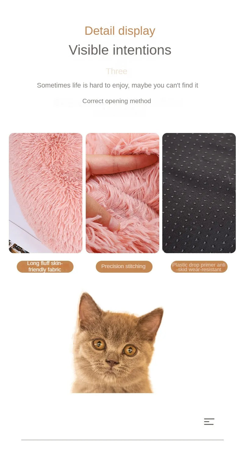 Plush Round Pet Bed – Warm, Washable Nest for Cats & Small Dogs