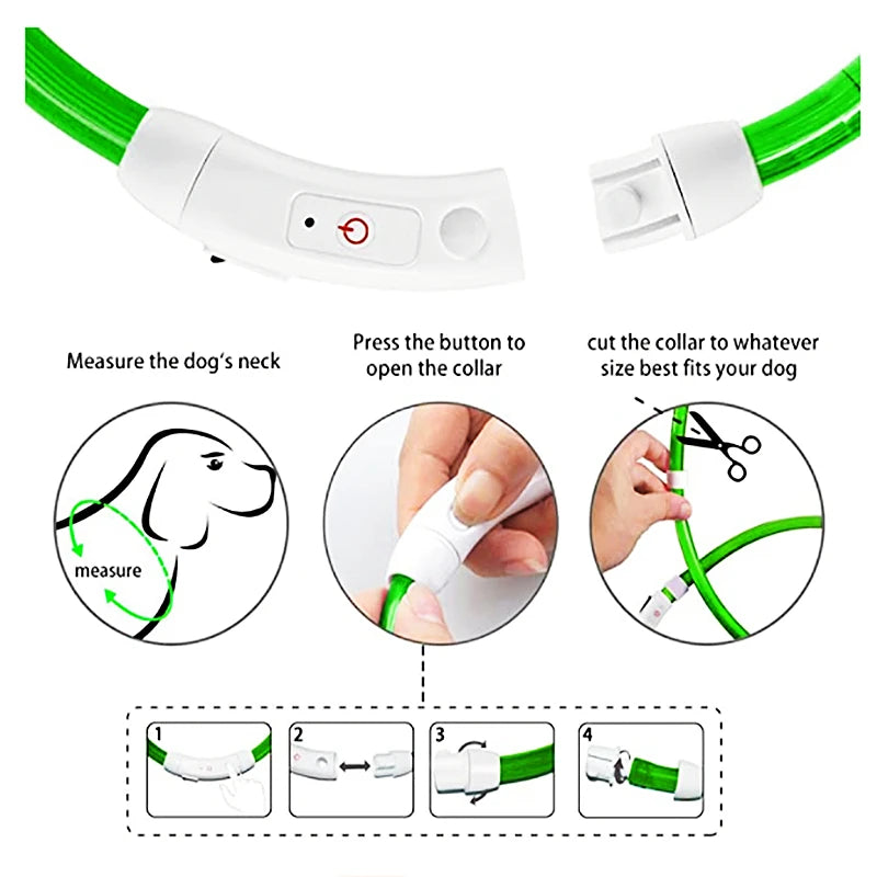 USB Rechargeable LED Pet Collar – Adjustable & Glowing