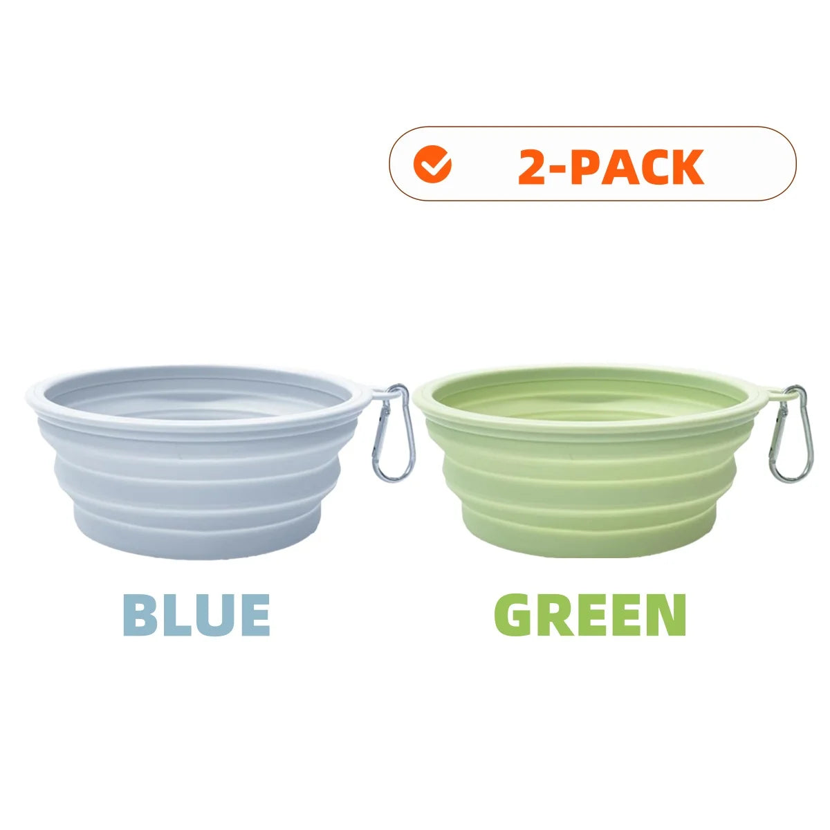 2PCS Collapsible Silicone Pet Bowls – Portable Folding Food & Water Dishes with Carabiners