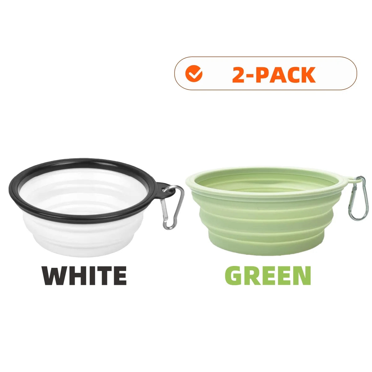 2PCS Collapsible Silicone Pet Bowls – Portable Folding Food & Water Dishes with Carabiners