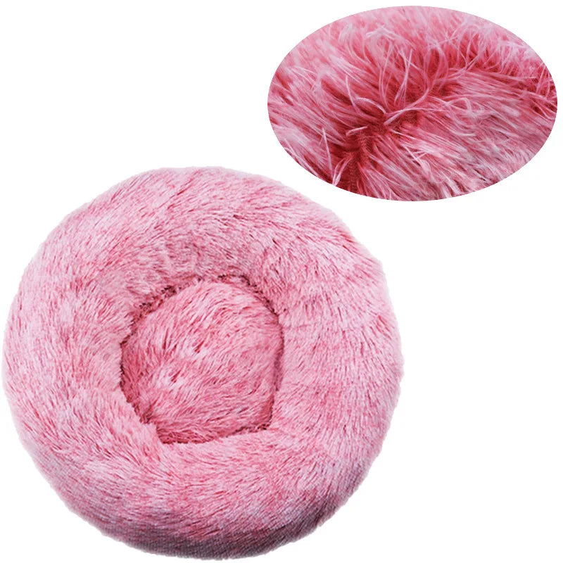 Round Plush Pet Bed – Winter Warm Sofa for Cats & Dogs