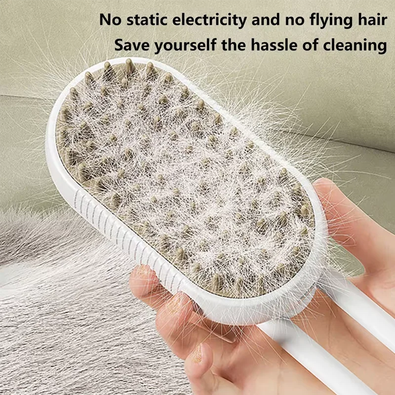 3-in-1 Electric Pet Hair Brush with Steam & Massage