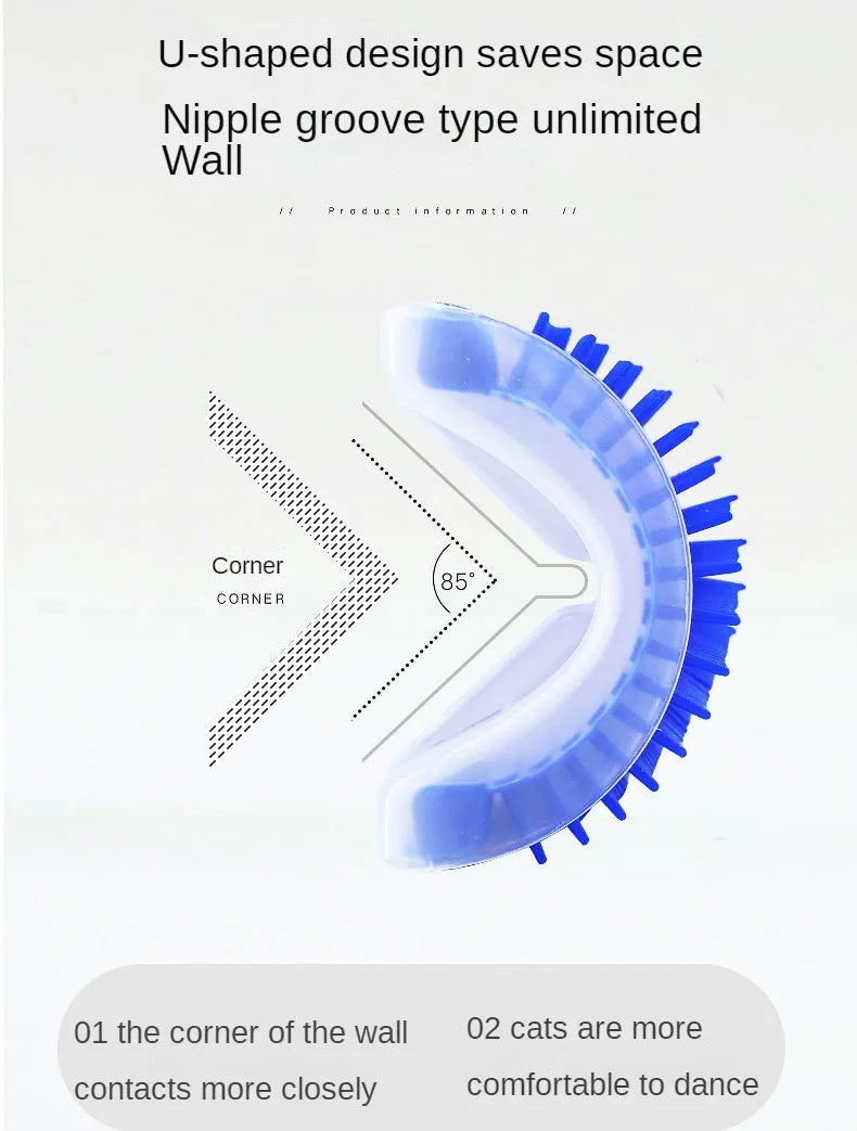 Cat Wall Corner Self-Grooming Brush with Bristles