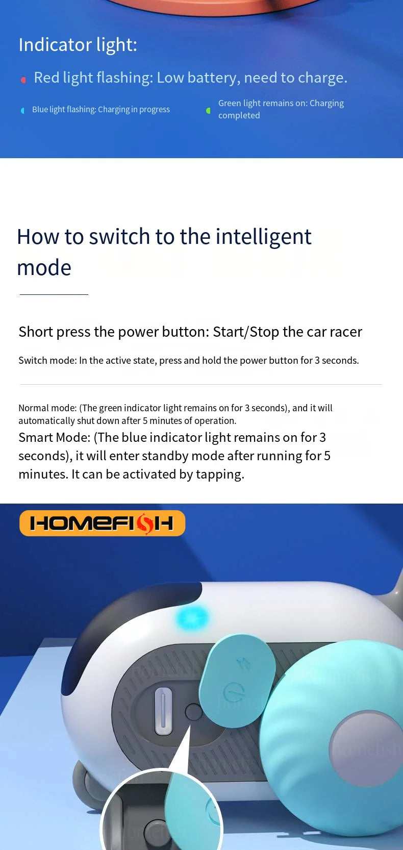 Smart Remote-Controlled Toy Car for Cats & Dogs – 2 Modes, Interactive Play