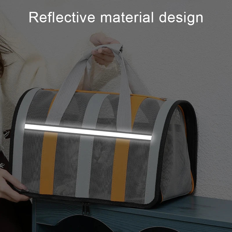 Foldable Mesh Pet Carrying Handbag for Cats & Small to Medium Dogs