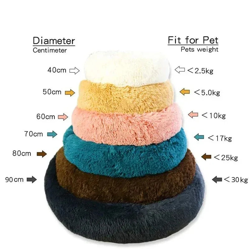 Round Plush Pet Bed – Winter Warm Sofa for Cats & Dogs