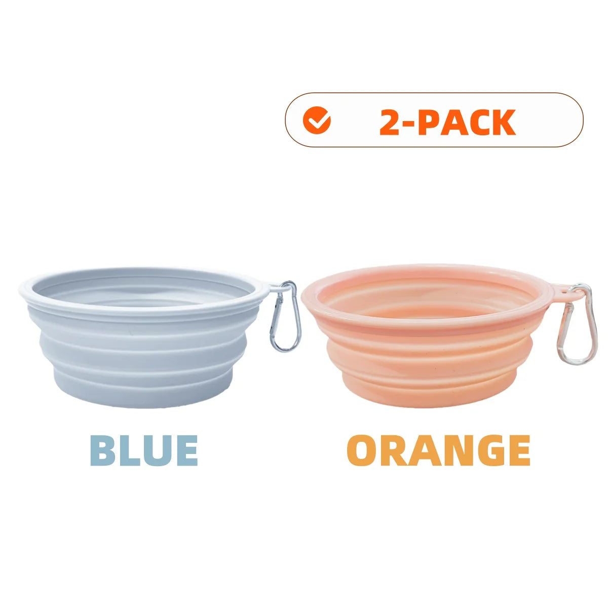 2PCS Collapsible Silicone Pet Bowls – Portable Folding Food & Water Dishes with Carabiners