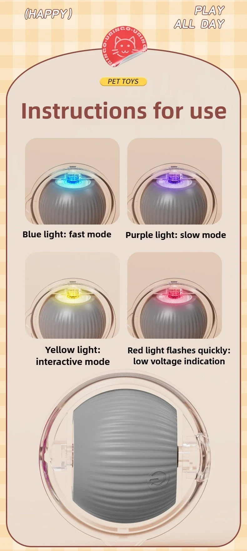 Automatic Rolling Cat Toy Ball – Self-Moving Electric Play Ball for Kittens