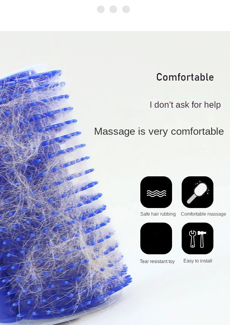 Cat Wall Corner Self-Grooming Brush with Bristles