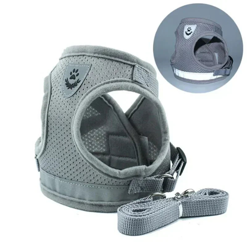 Adjustable Mesh Vest Dog Harness with Leash