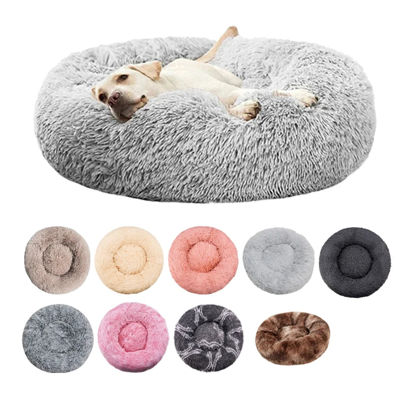 Round Plush Pet Bed – Winter Warm Sofa for Cats & Dogs