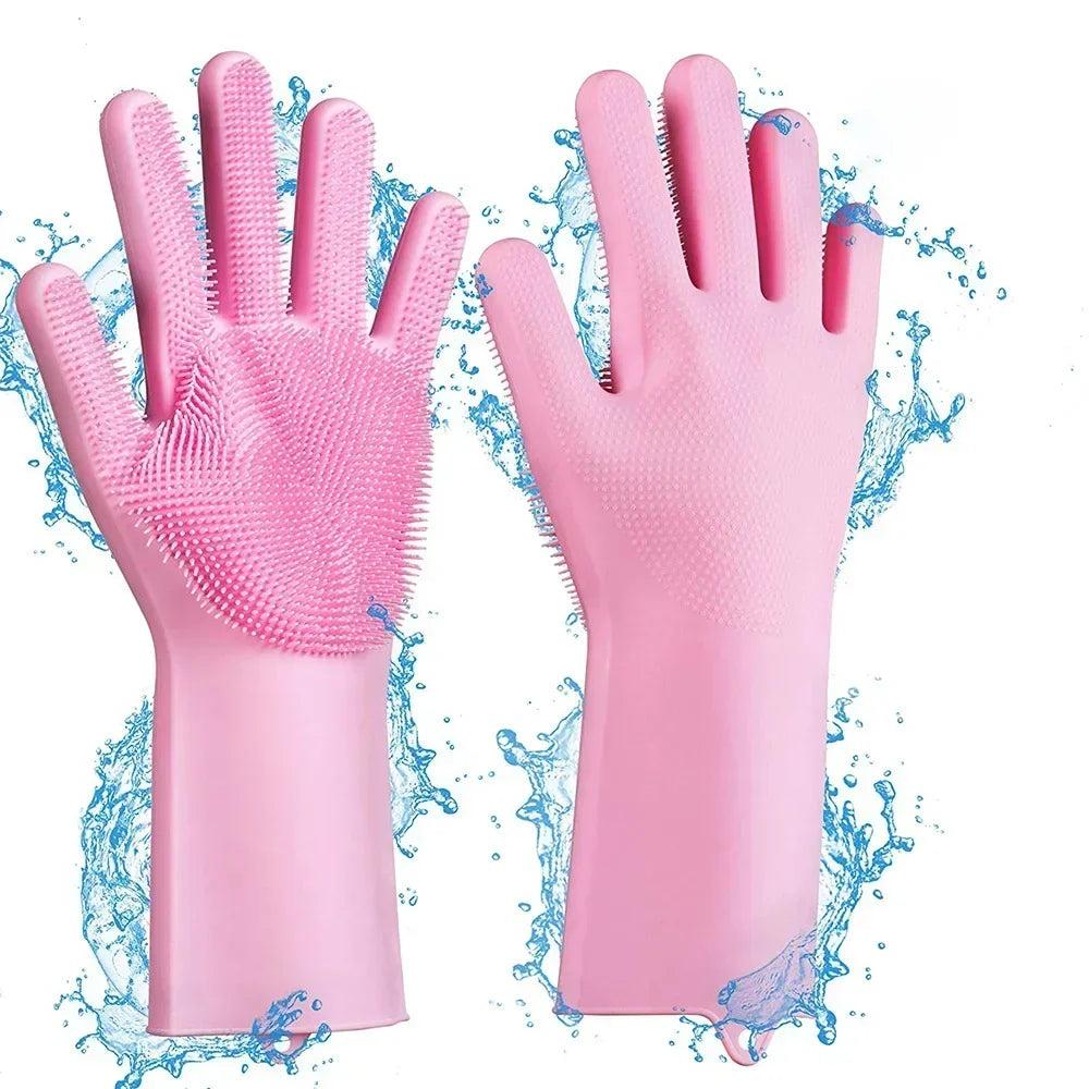 Pet Grooming & Bathing Gloves – Silicone Hair Removal Scrubber for Dogs & Cats