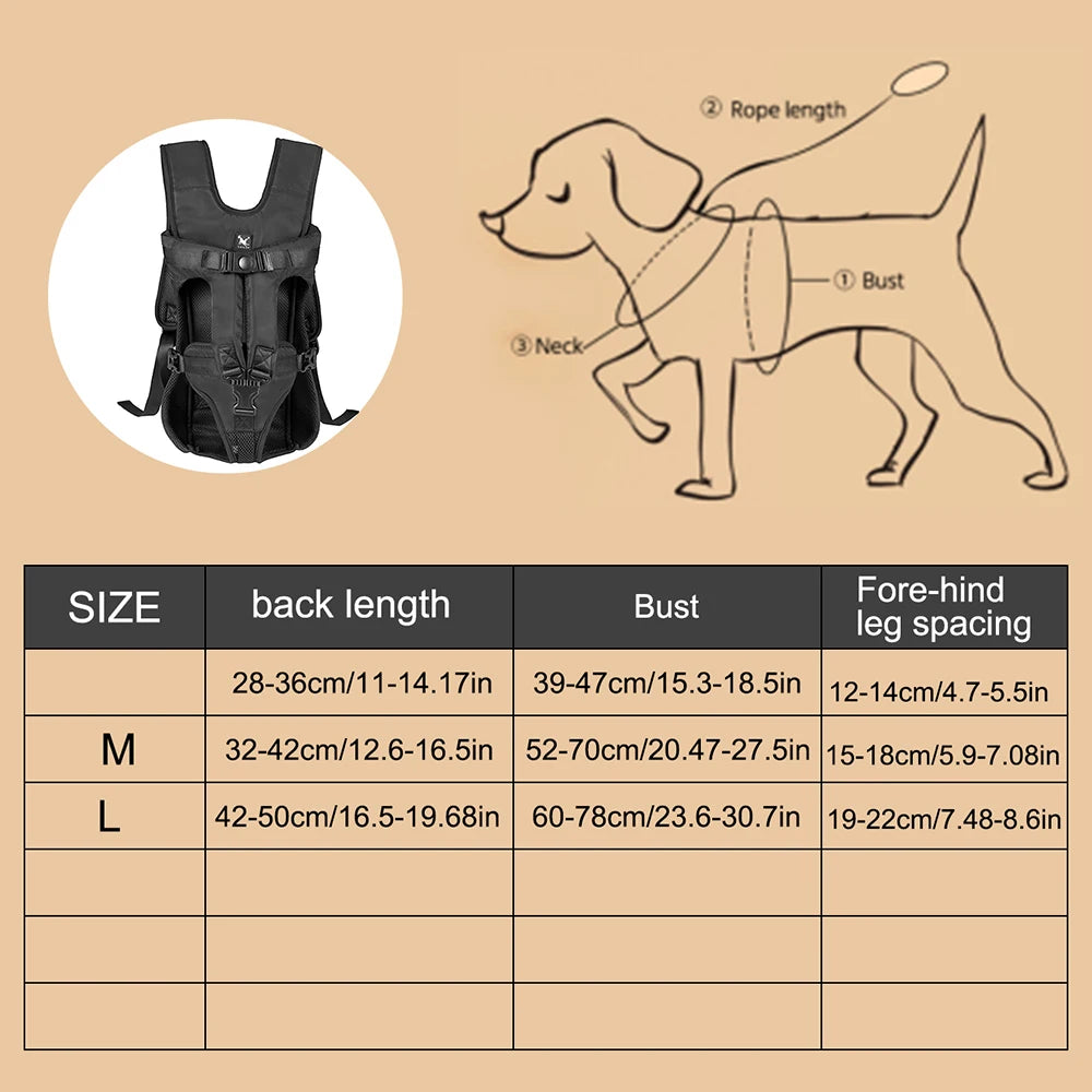 Adjustable Front Dog Carrier Backpack for Hiking & Cycling