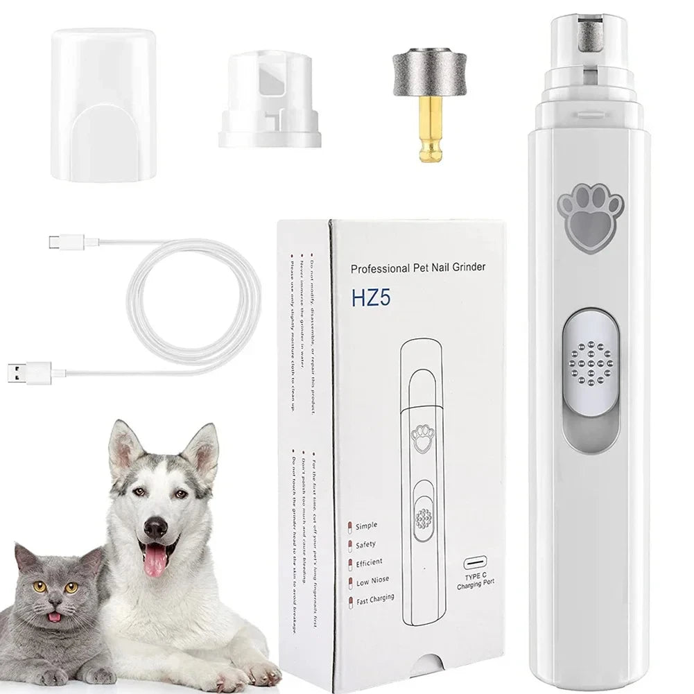 Rechargeable Electric Dog Nail Grinder – Painless Pet Nail Trimmer with Polisher