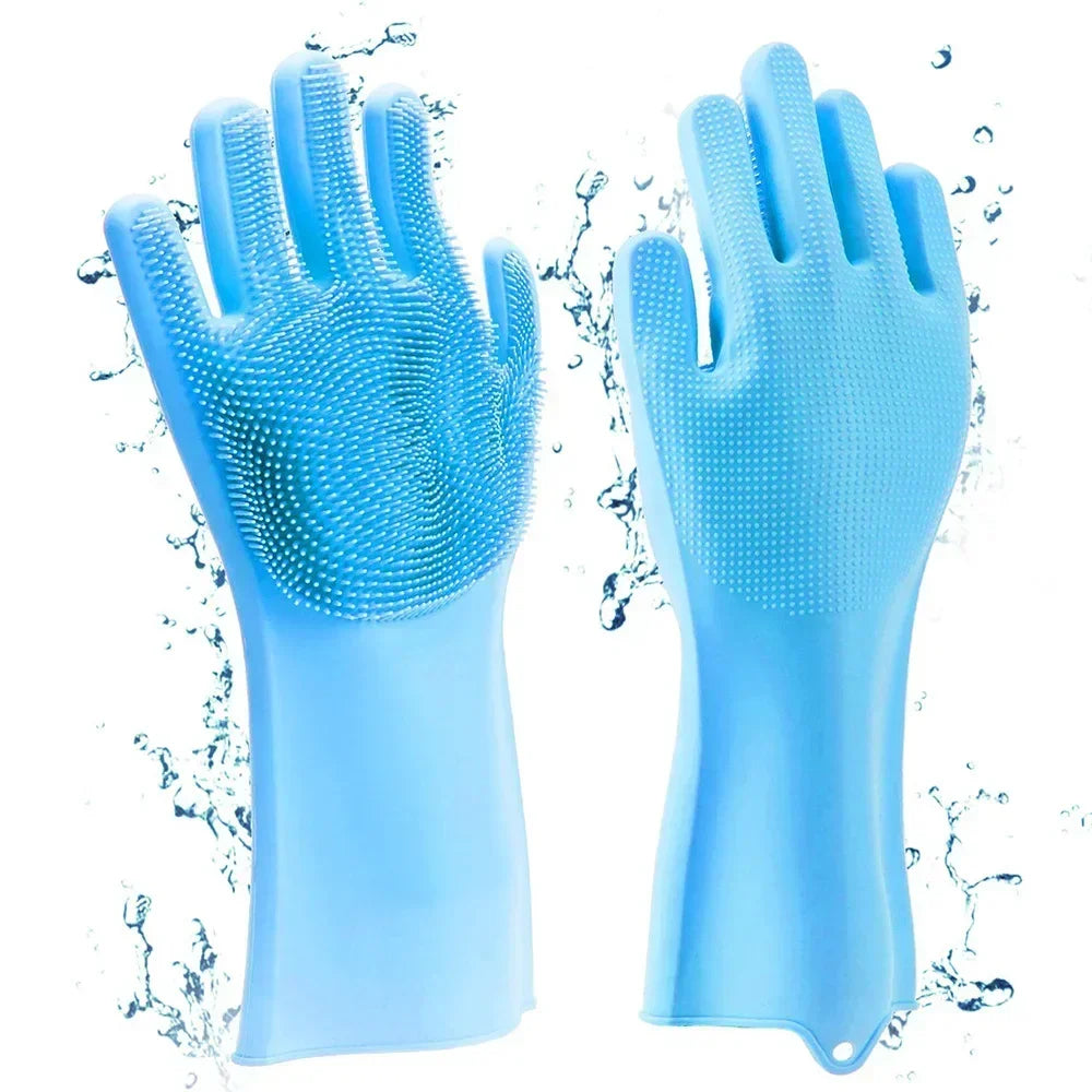 Pet Grooming & Bathing Gloves – Silicone Hair Removal Scrubber for Dogs & Cats
