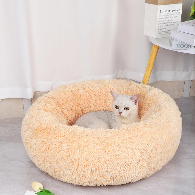 Plush Round Pet Bed – Warm, Washable Nest for Cats & Small Dogs