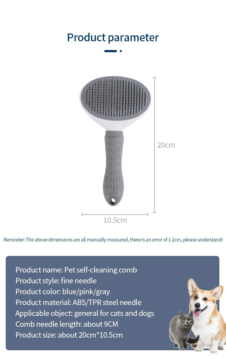 Pet Grooming Comb – Stainless Steel Brush for Cats & Long-Hair Dogs