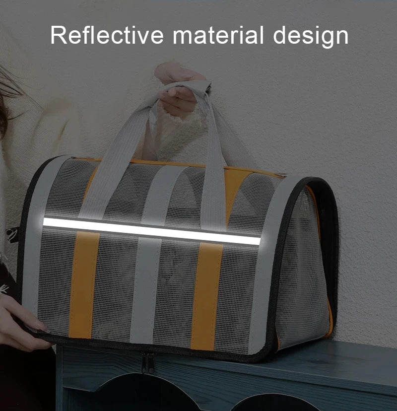 Foldable Mesh Pet Carrying Handbag for Cats & Small to Medium Dogs