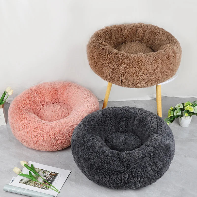Plush Round Pet Bed – Warm, Washable Nest for Cats & Small Dogs