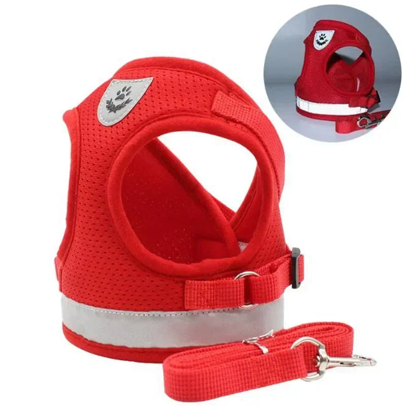 Adjustable Mesh Vest Dog Harness with Leash