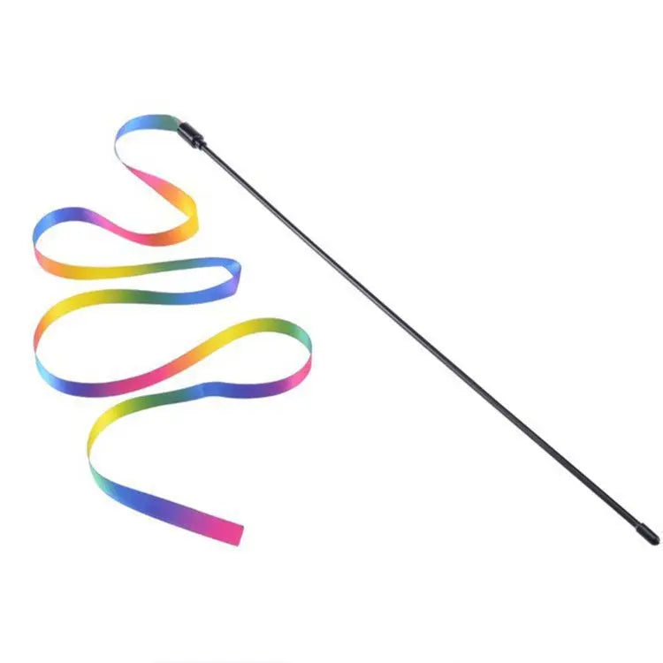 Rainbow Strips Cat Teaser Wand – Interactive Play Toy